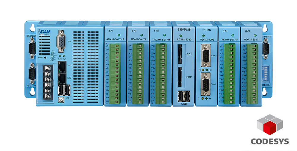 Une expérience CODESYS intégrale avec le contrôleur d'E/S IPC Advantech ADAM-5560CDS, E/S distantes et IHM.